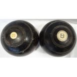 PAIR OF THOMAS TAYLOR BOWLING WOODS