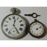 SILVER CASED FOB WATCH (NO GLASS) + SWISS POCKET WATCH