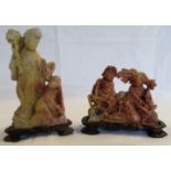 2 ORIENTAL SOAPSTONE FIGURES 5'&3'H