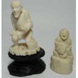 2 IVORY ORIENTAL FIGURINES 2 1/2' & 2 1/2'H