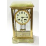 FRENCH BRACKET CLOCK BY A.D.MOUGIN MARBLE WITH 4 GLASS PANEL SIDES & COMPENSATING PENDULUM 10'H