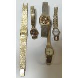 5 LADIES WRISTWATCHES ON BRACELET STRAPS - CORVETTE, SEKONDA & TIMEX