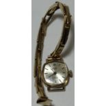 9CT GOLD CASED ROTARY LADIES WRISTWATCH TO 9CT GOLD EXPANDING BRACELET STRAP