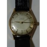 9CT GOLD CASED BAUME GENTS WRISTWATCH