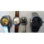 4 SEIKO WRISTWATCHES - 2 CHRONOGRAPHS, SEIKO 5 & 1 OTHER