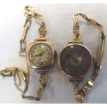 9CT GOLD CASED LADIES WRISTWATCH + MEDANA WRISTWATCH