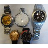 CWC STOPWATCH, 2 SEIKO, VIALLI + AETOS WRISTWATCHES (5)