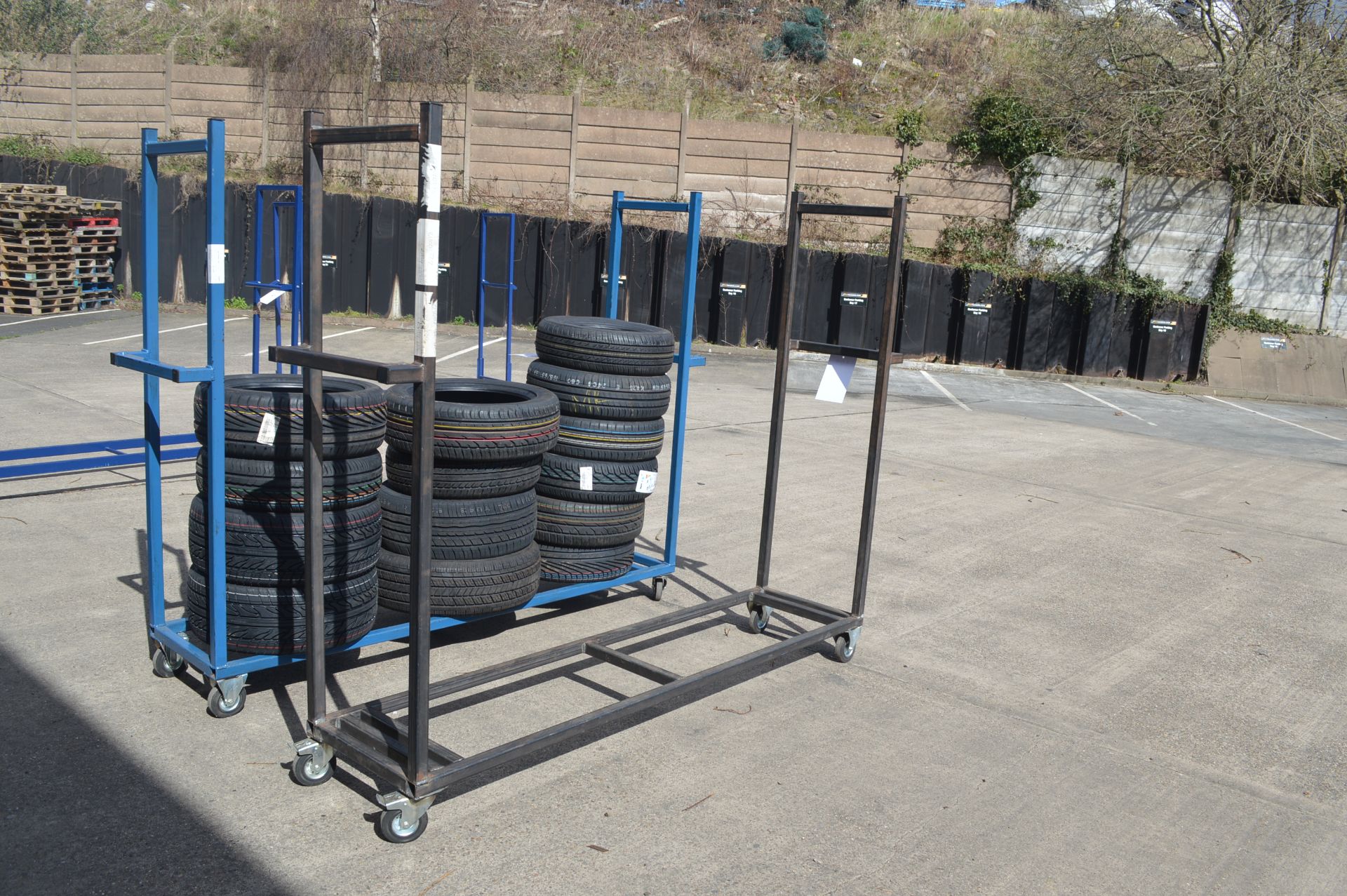 2: Fabricated Mobile U-Shape Tyre Storage Trollies Please Note: Does Not Include Tyres Shown in - Image 3 of 4