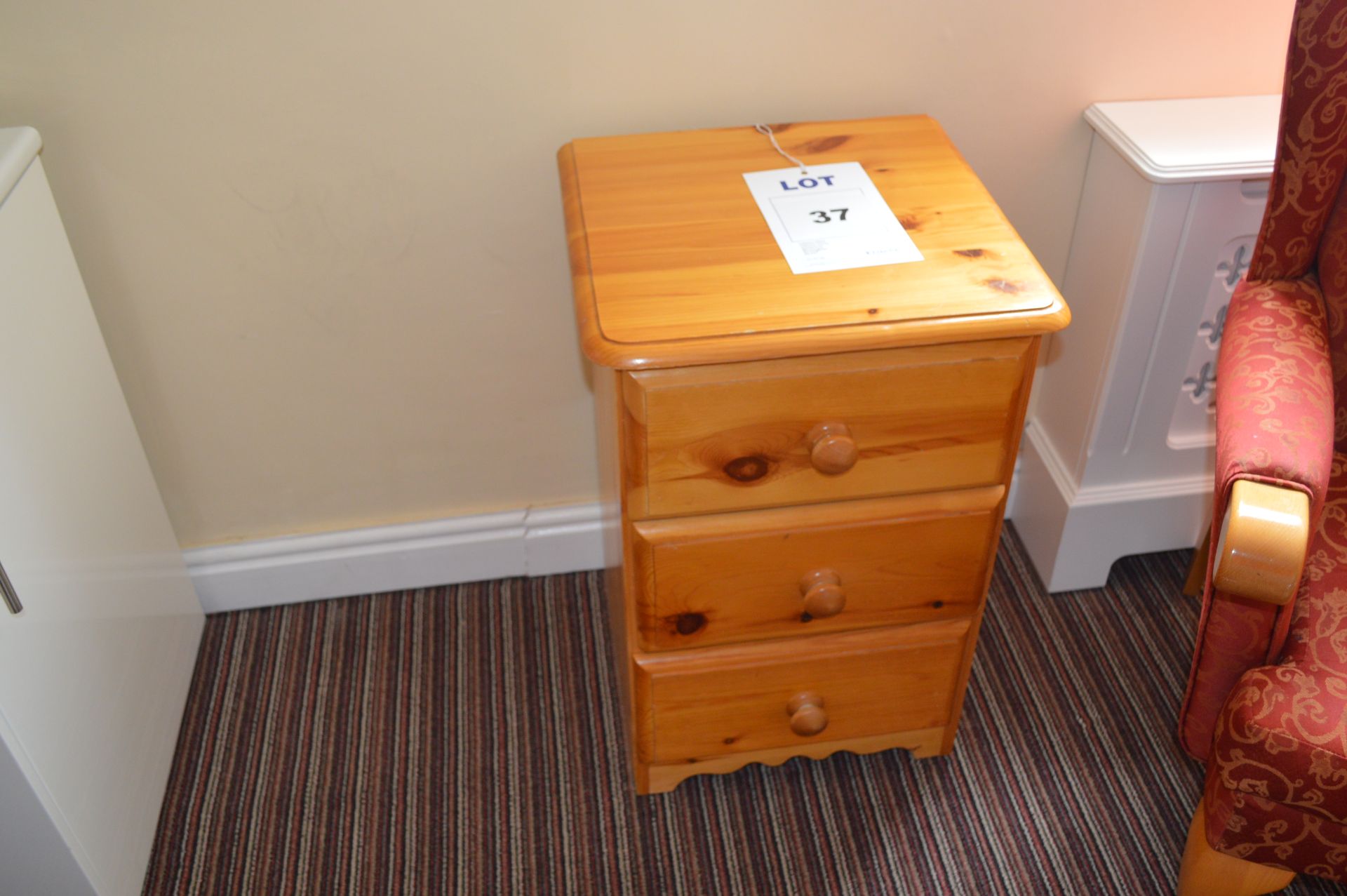 Pine Bed Side Table with 3 Drawers - Image 2 of 2