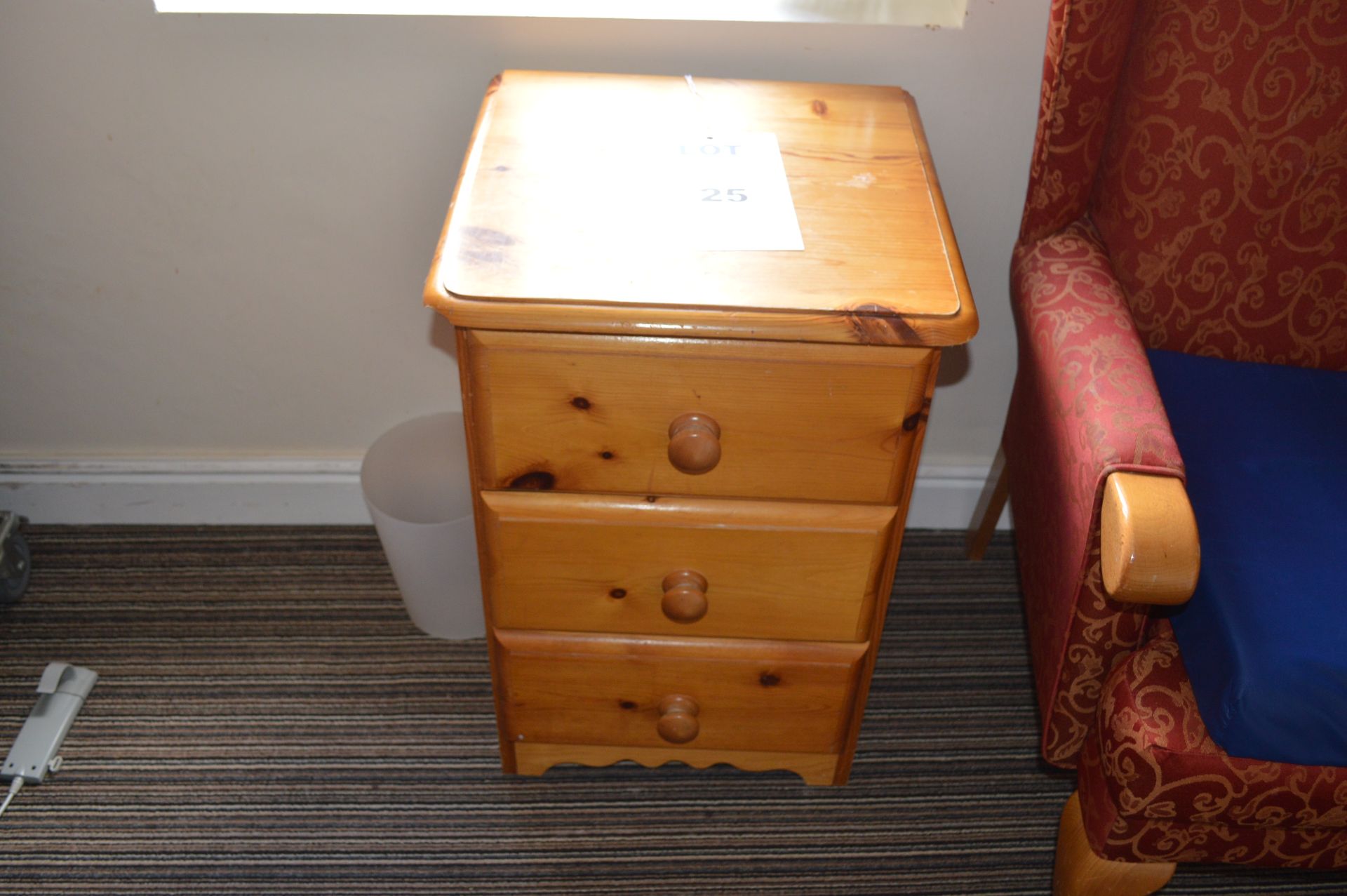 Pine Bed Side Table with 3 Drawers - Image 2 of 2