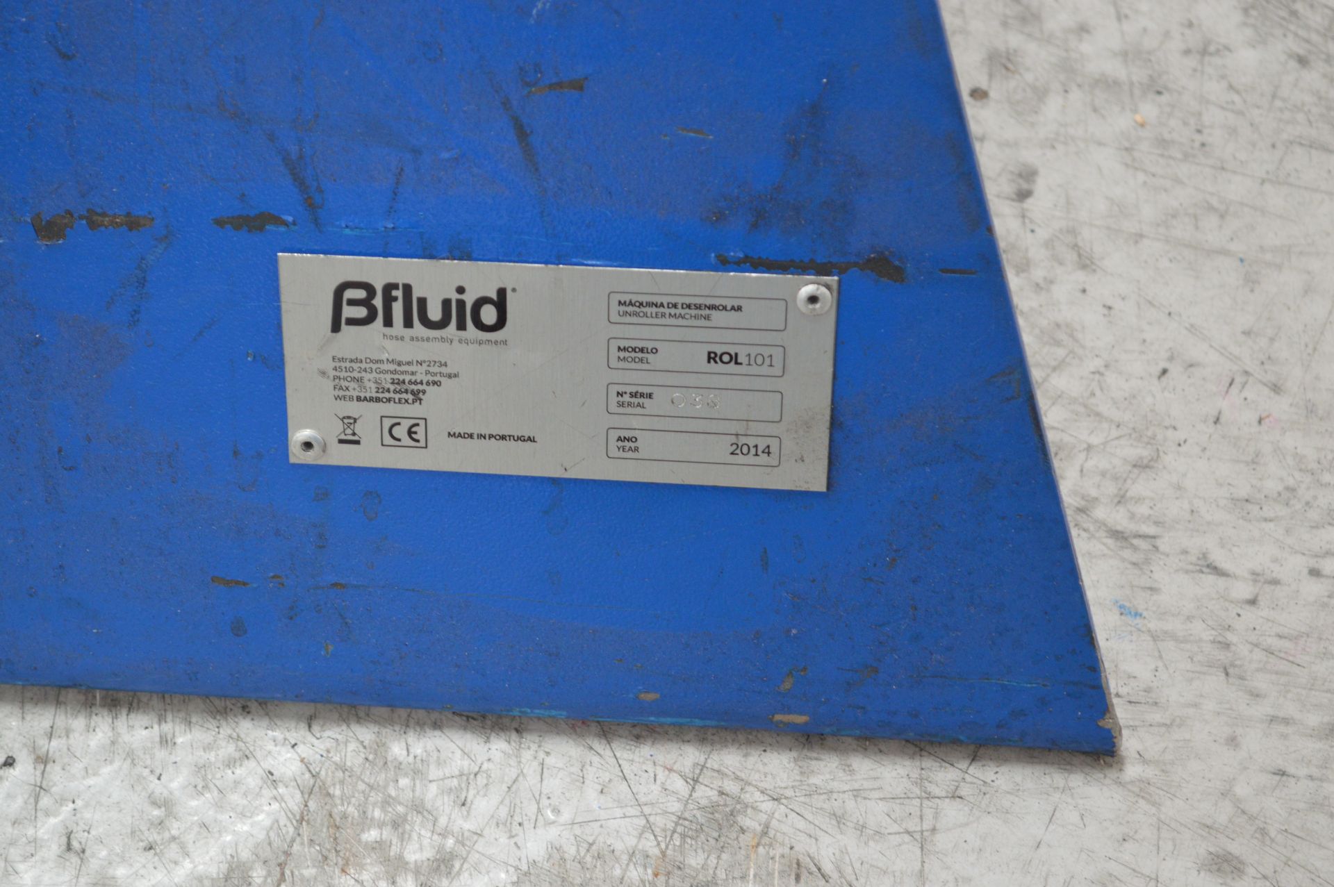 B Fluid Model ROL 101 Roll/Un Roll Stand Serial No: 038 (2014) (Please Note: Items Located in - Image 3 of 4