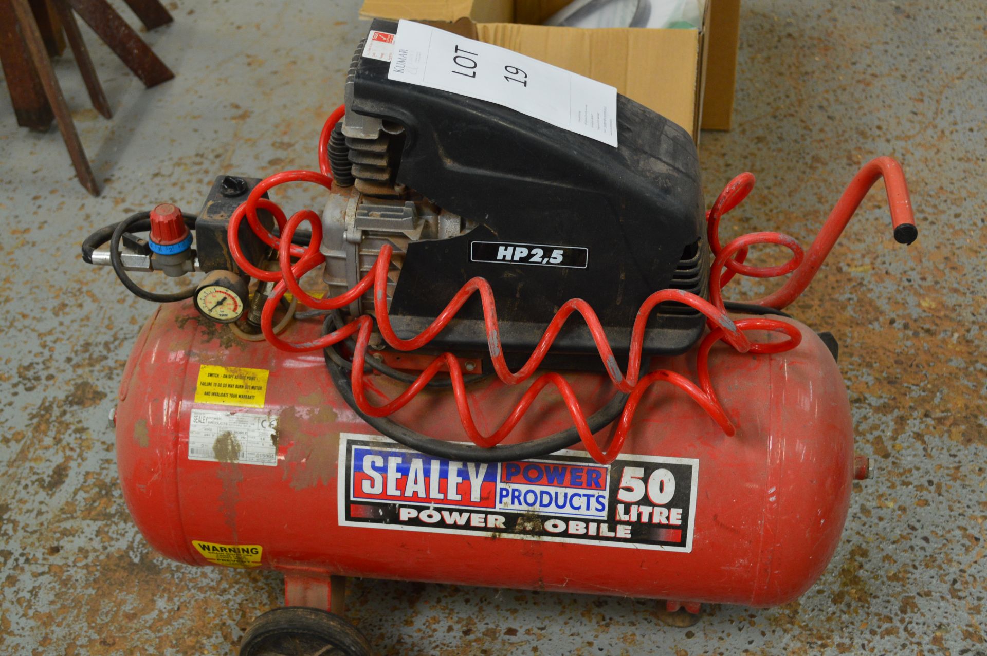 Sealey Power Mobile Compressor HP2.5 50Ltr Model SA9950/2. Serial No: 015864 (Please Note: Located - Image 2 of 4