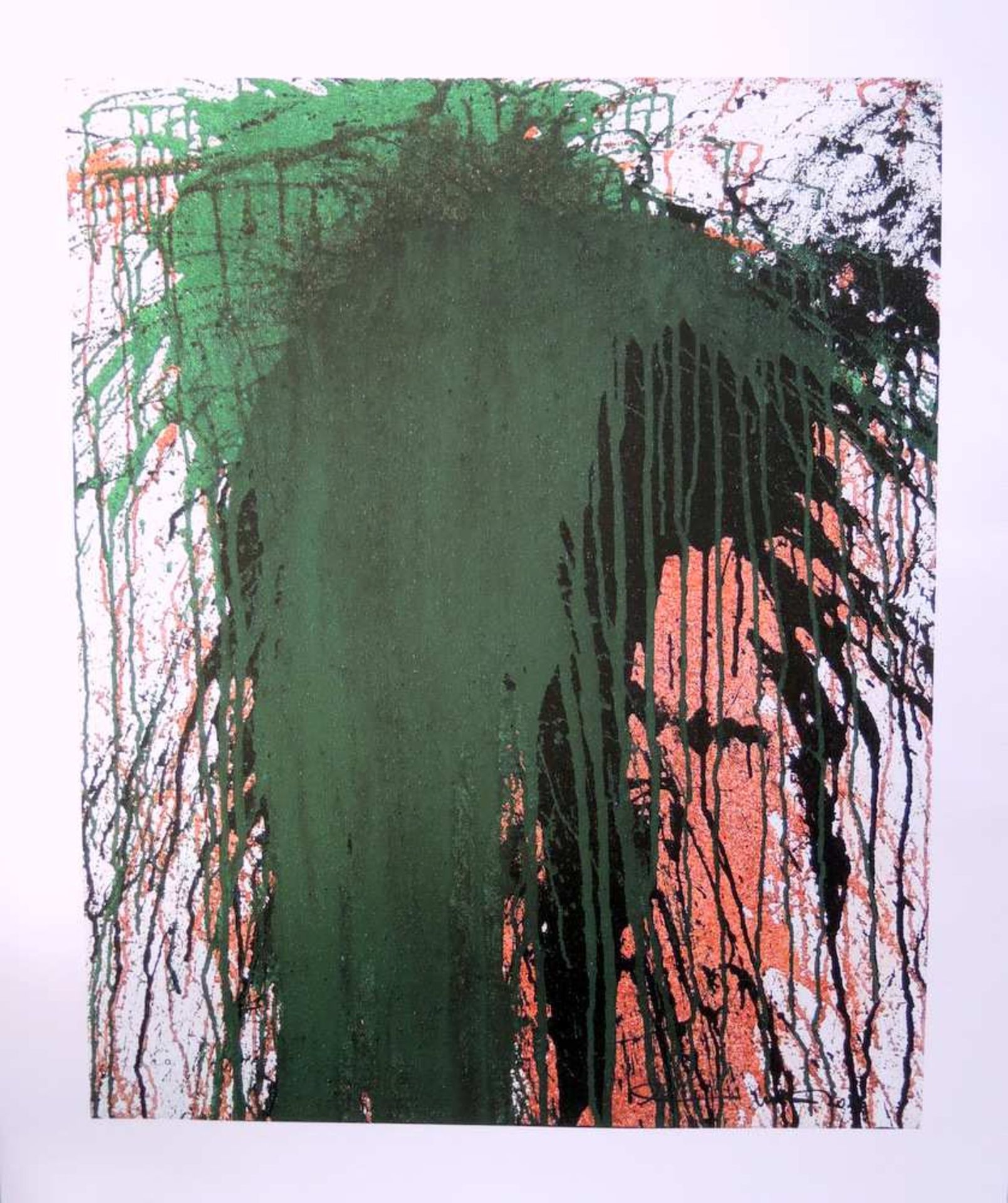 Hermann Nitsch, Motiv 2 - grün Hermann Nitsch, geb. 1938 Wien. Motiv 2 - grün. Giclee/Leinwand (