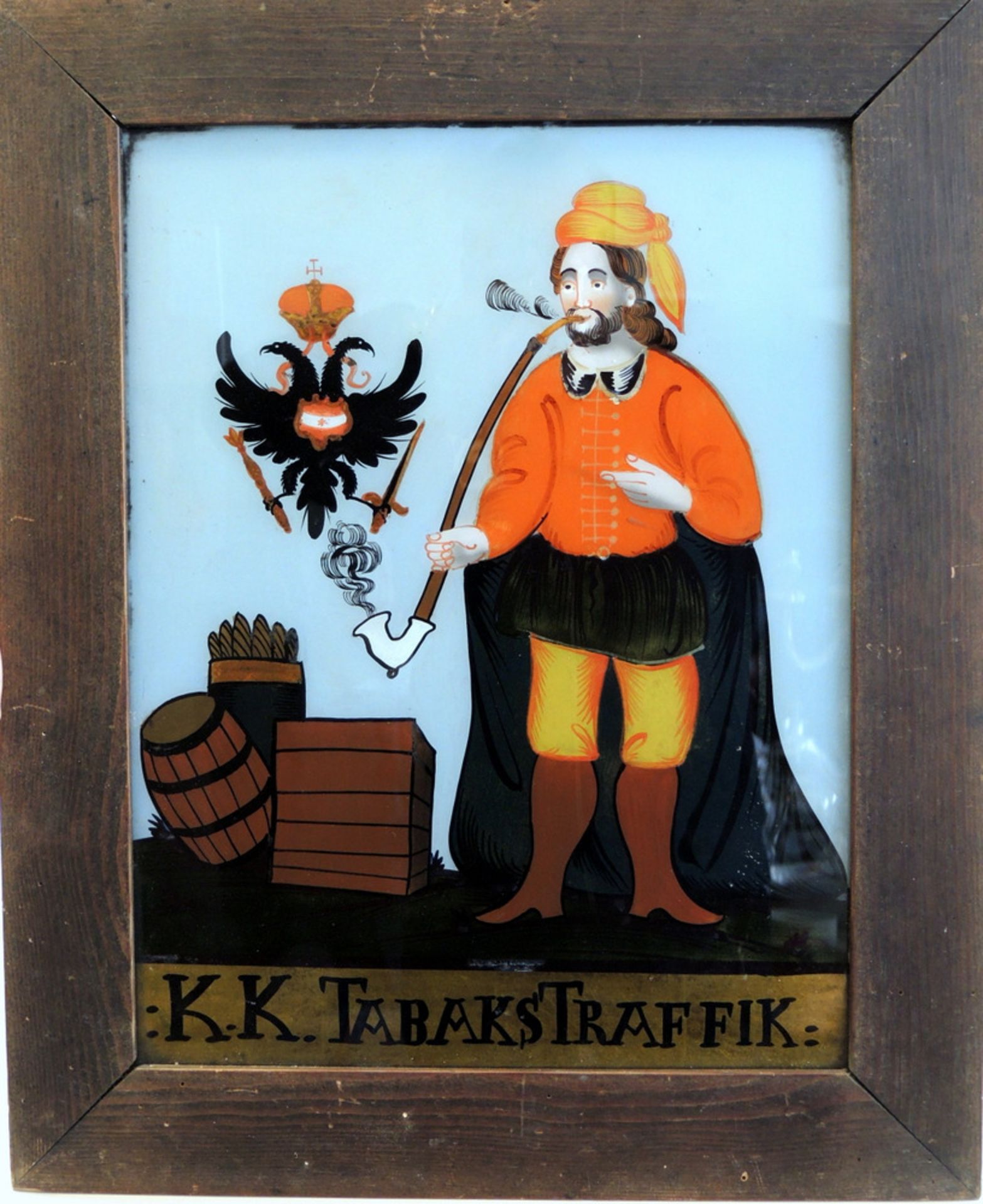 Außergewöhnliches Hinterglasbild, K.K. Tabak&Traffik "K.K. Tabak&Traffik", Hinterglasbild,