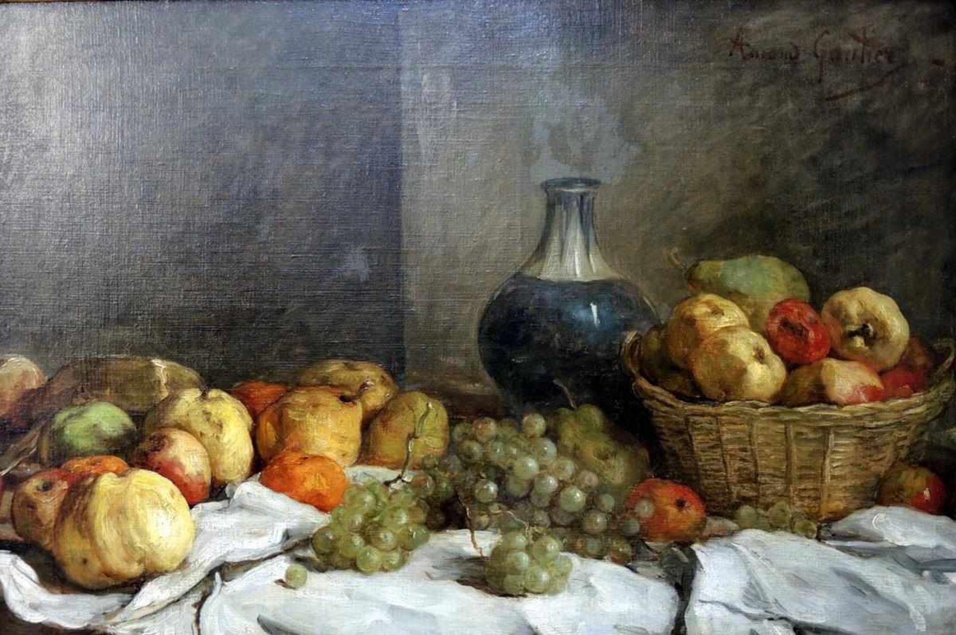 Armand Désiré Gautier, Frankreich 1825  1894 Früchtestillleben. Öl/Leinwand, gerahmt. Rechts oben