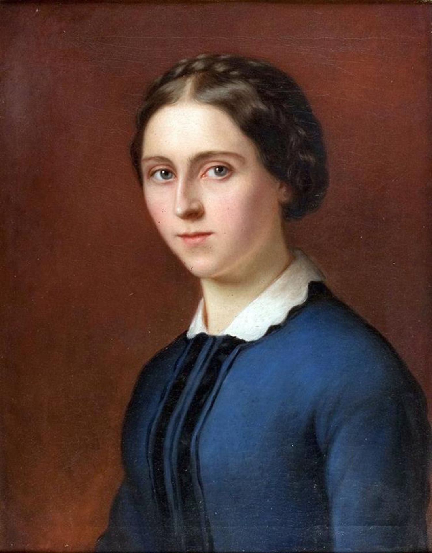 Damenportrait Portrait einer Dame, Öl/Leinwand, gerahmt, unsigniert, Spätbiedermeier um 1860, H x