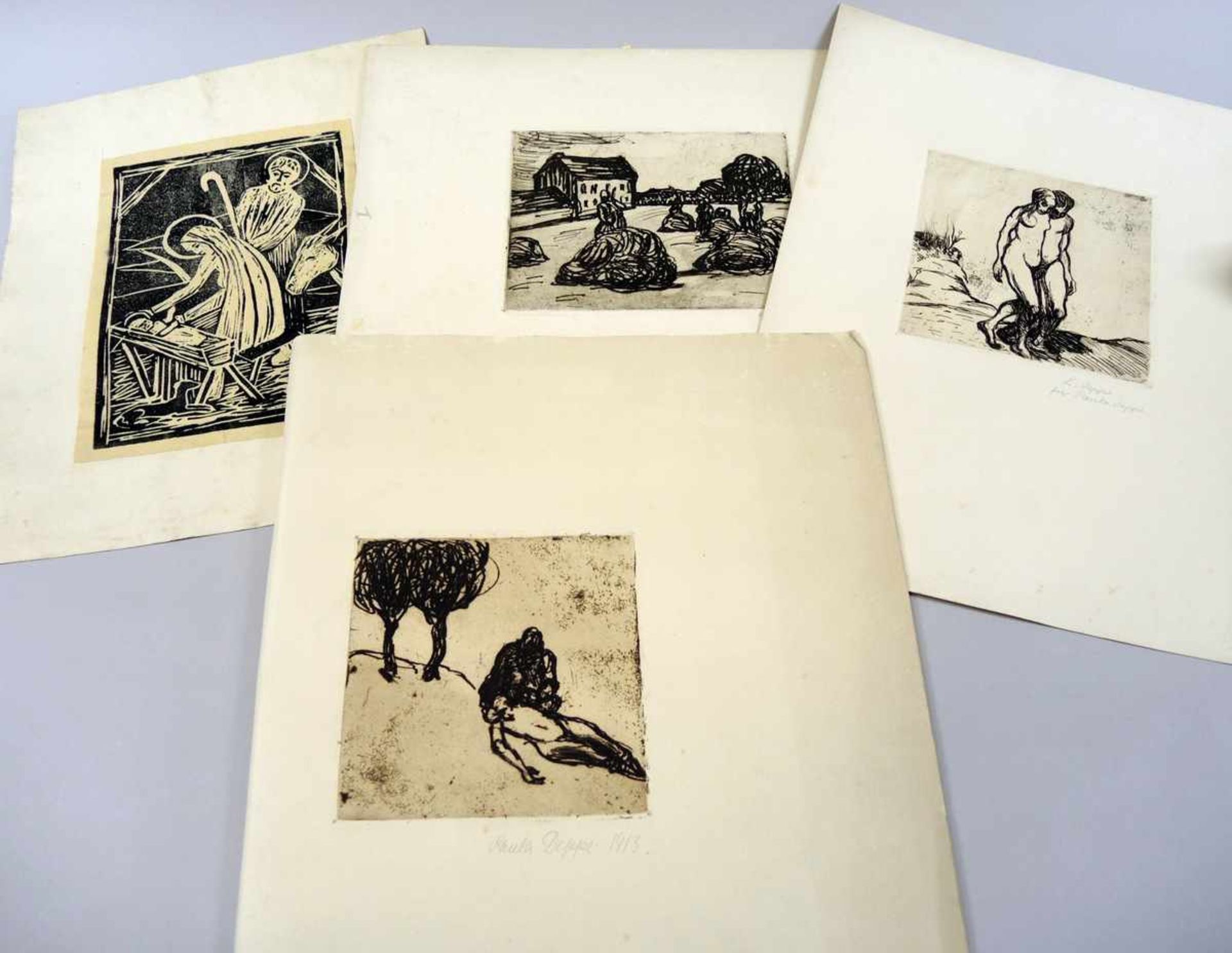 Paula Deppe, 1886 Rokycany - 1922 Passau u.a. Sammlung von 4 Grafiken, darunter: 2 Radierungen von - Bild 2 aus 2