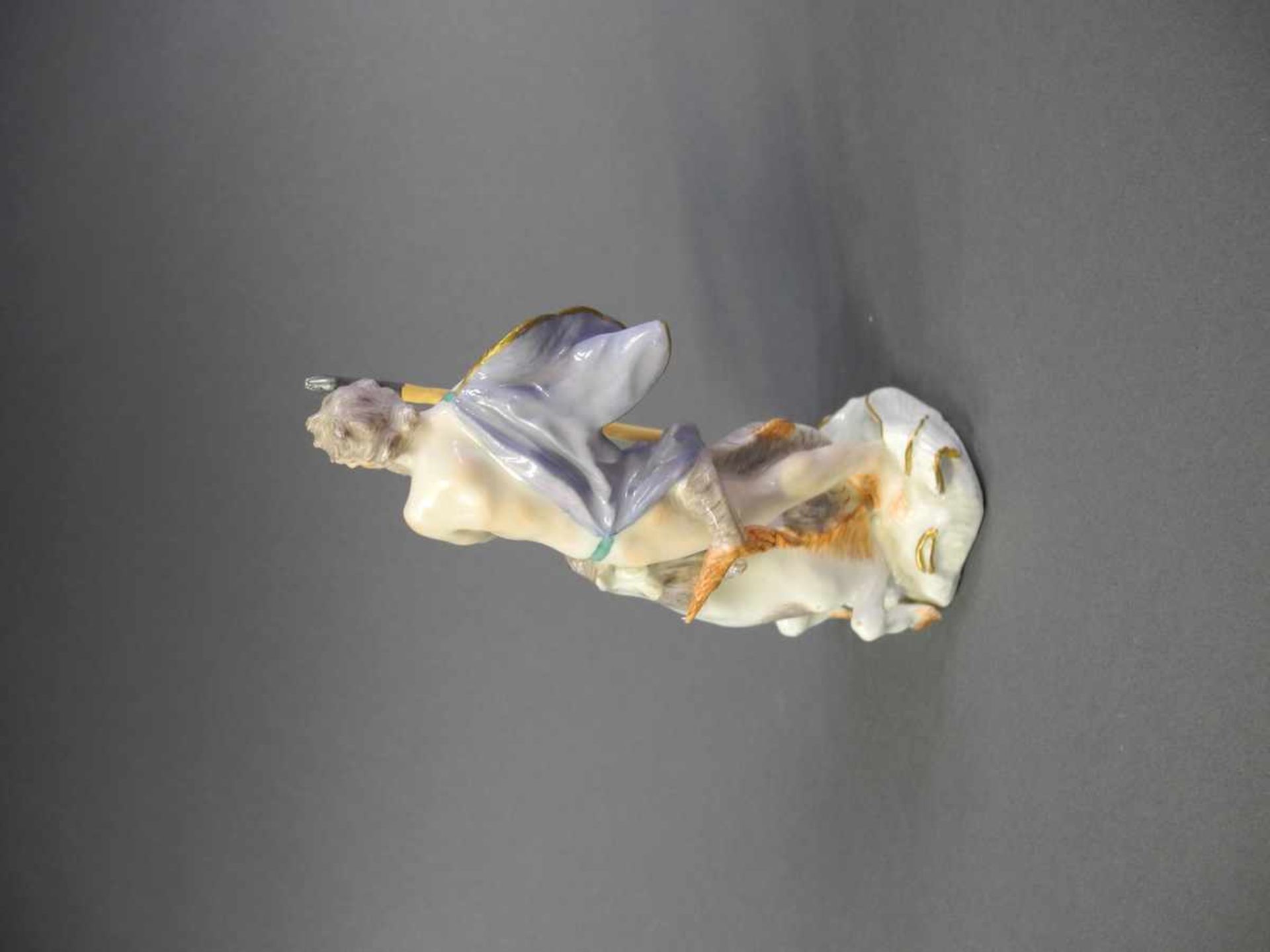 Meissen "Das Wasser" Porzellan, zart polychrom staffiert. Modell Friedrich Elias Meyer. Neptun mit - Bild 2 aus 2