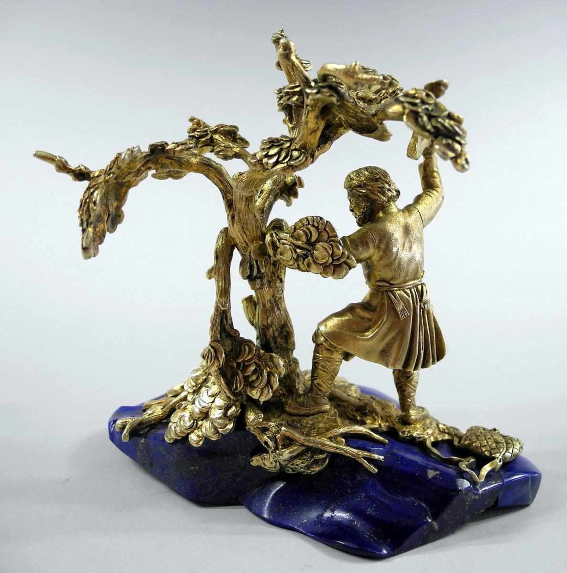 2 Außergewöhnliche Figuren auf Lapislazuli-Sockeln Figuren Silber 84 zolotniki, vergoldet, sehr fein - Bild 5 aus 9