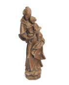 Madonna Holz geschnitzt, einfarbig gefasst, dunkelbraun, H.: 55 cm.