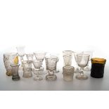 Konvolut mit 16 Trinkgläser 19.-20. Jh. Farbloses Glas, teilweise mit Facettenschliff, bestehend aus