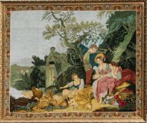 Täbriz - Großer Wandteppich Wolle. Formatfüllend Darstellung einer romantischen Szene in