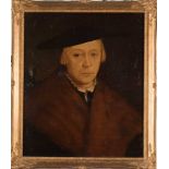 Meister des 18. Jhs. Porträt eines vornehmen Mannes mit Pelzkragen. Öl/Holz. 63 x 50 cm. R. Mitte