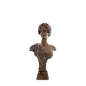 Jugendstil-Bildhauer um 1900 Weibl. Büste, braun patinierte Bronze, rückseitig undeutl. sign., auf