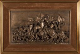Morton. D.H. Bronze. Heer von Rittern im Aufbruch zur Schlacht. Halbplastische Darstellung. Re.u.