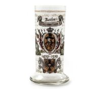 Jagdglas, Historismus um 1900 Farbloses Glas mit polychromer Emailbemalung. Wulstiger Stand,