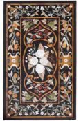 Pietra Dura Tischplatte, Florenz Trägermaterial schwarz-brauner Granit mit Intarsien aus
