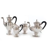 Vierteiliges Kaffee-u. Teeservice, Empire-Stil Silber, Ebenholzhenkel, Kaffeekanne, Teekanne,