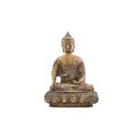 Buddha in Meditation,Tibet um 1900 Bronze. In Meditation versunken wird Buddha dargestellt. H.: 26