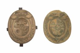 Siegelplatte Schaumburg-Lippe Bronze. Ovale Form, Siegel mit Wappen, originaler Wachsabdruck. 16 x