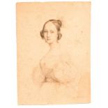 Biedermeier-Porträt Porträt einer jungen Frau, undeutlich signiert und datiert 1838, schwarze
