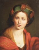 Maler um 1800 Junge Frau mit Turban Öl auf Lwd; H 47 cm, B 39 cm Painter about 1800 Young woman with
