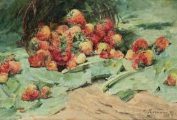 Georges Jeannin Paris 1841 - Paris 1925 Erdbeeren Öl auf Lwd; H 32,5 cm, B 46,5 cm; signiert und