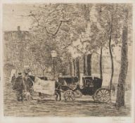 Willem de Zwart Den Haag 1862 - 1931 Kutschen unter Bäumen Radierung auf Papier; H 230 mm, B 260 mm;