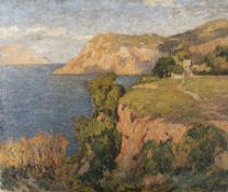 Friedrich Schüz 1874 - 1954 Capri in der Abendsonne Öl auf Lwd; H 96 cm, B 115 cm; signiert u. r. "
