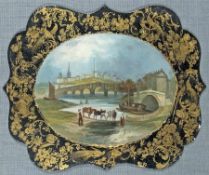 Maler des 19. Jh. Stadtansichten von Shrewbury, England Ein Paar Lackmalereien auf Holz; H je 20 cm,