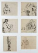 Marie Laurencin 1883 - 1956 Paris Personendarstellungen 6 Bleistift- und Kohleskizzen aus dem
