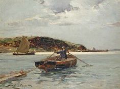 Herbert Cooß Maler des 19. Jh. Fischerboot vor dem Strand Öl auf Lwd, 1913; H 35,5 cm, B 46,5 cm;