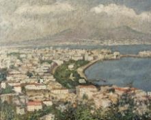 Friedrich Schüz 1874 - 1954 Blick auf Neapel Öl auf Malpappe; H 36 cm, B 45 cm; signiert u. l. "F.