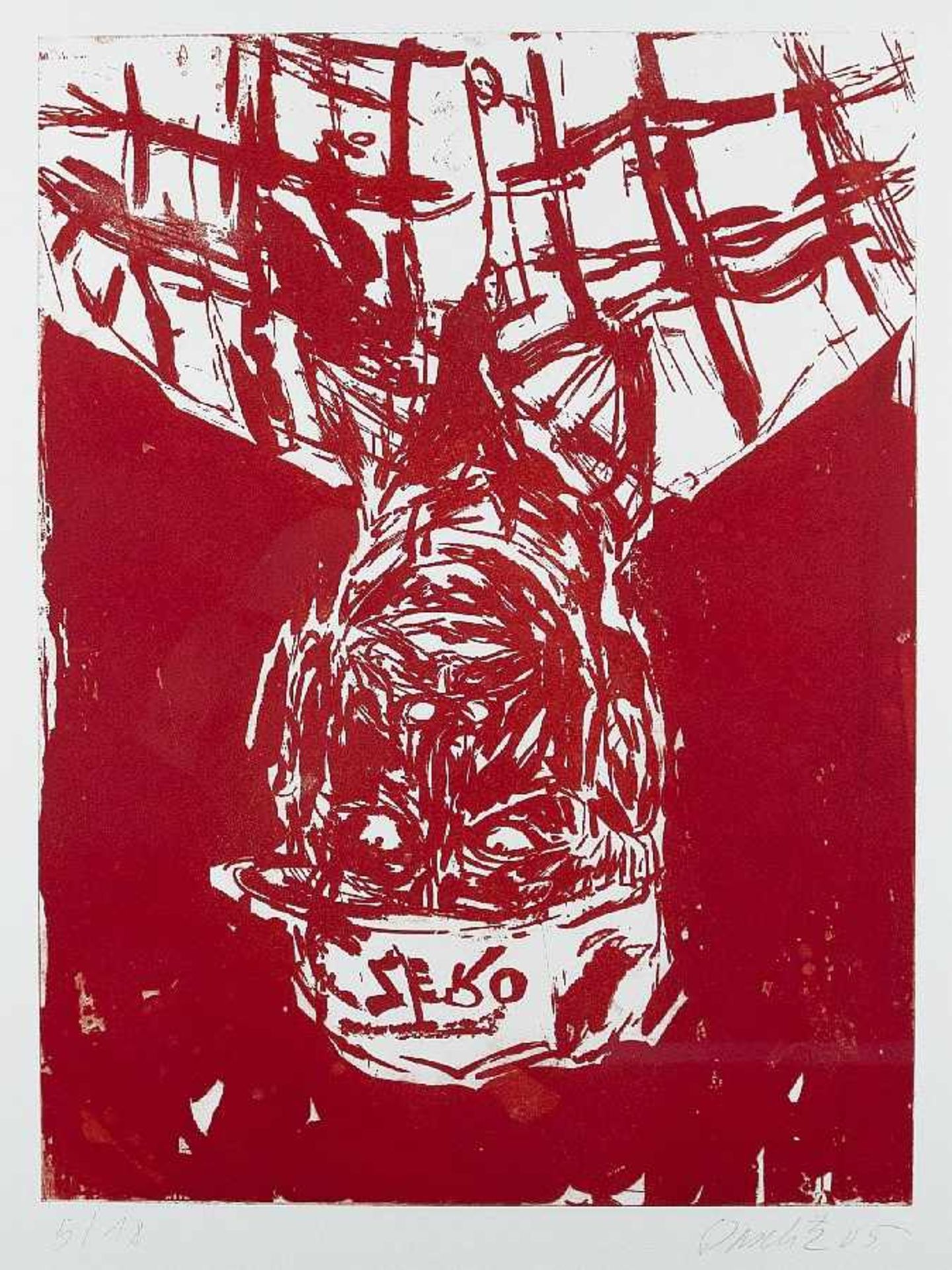 Georg Baselitz 1938 Deutschbaselitz Zero für den Maler Farbaquatintaradierung auf Papier; H 667