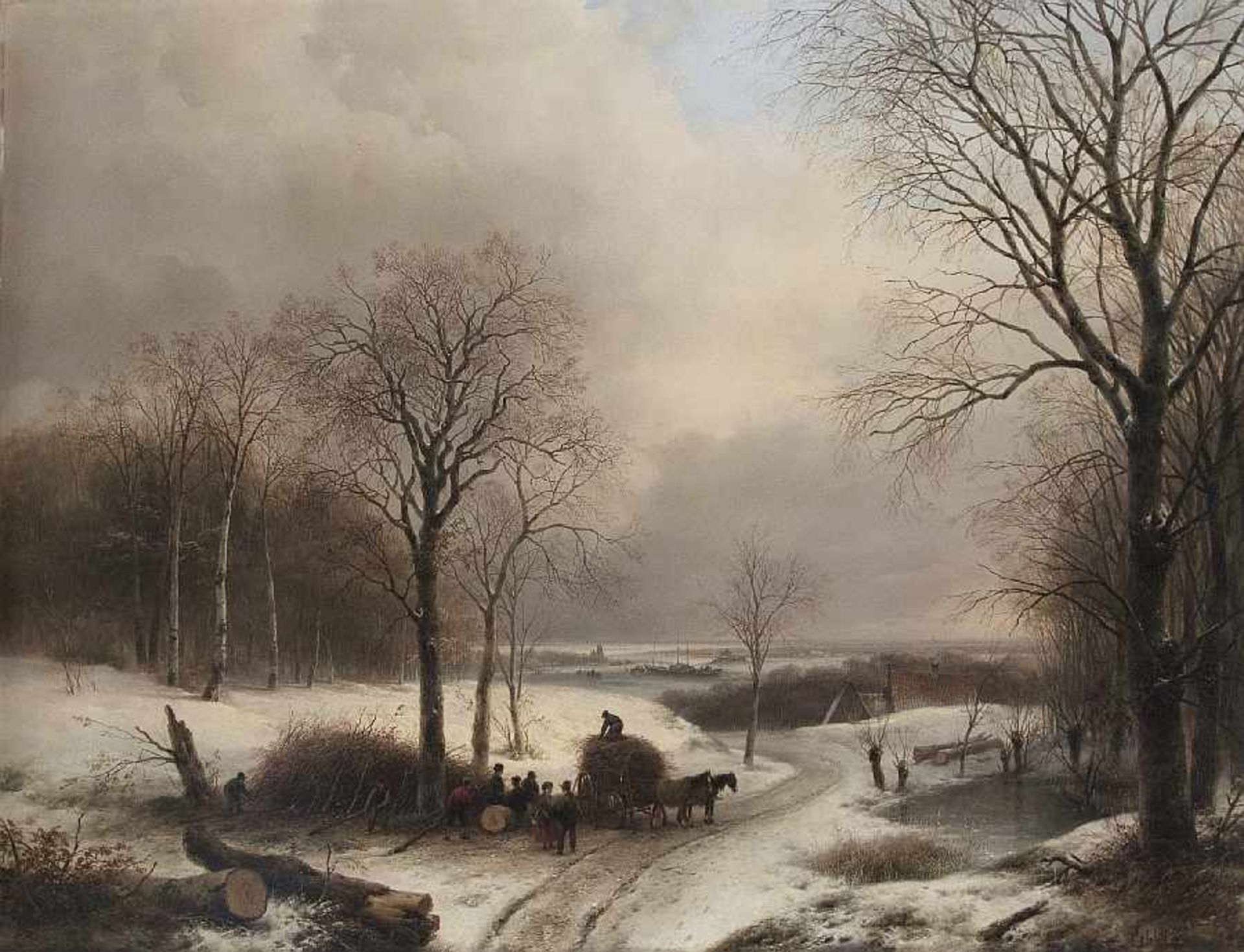 Andreas Schelfhout Den Haag 1787 - 1870 ebenda Weite Winterlandschaft Öl auf Holz, parkettiert; H 80