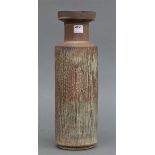 Vase Keramik, braun, Lipp Mering, Rillendekor, 20.Jh., h 33,5 cm,