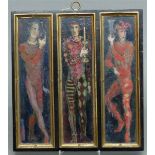 Hass, Jochen 1937 Berlin- 1983, Öl auf Metall, "Triptychon", drei Männer mit Phallus-Symbolen,