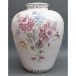 Keramikvase floral bemalt, blaue Bodenmarke, wohl Holland, um 1950, h 52 cm,