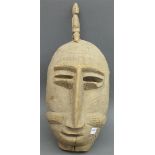 Holzmaske geschnitzt, Afrika, mit Aufbau, 1. Hälfte 20. Jh., h 50 cm,