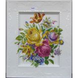 Wandplatte Porzellan, Manufaktur Villeroy und Boch, "Blumenstilleben", gemalt, Reliefdekor, 20.